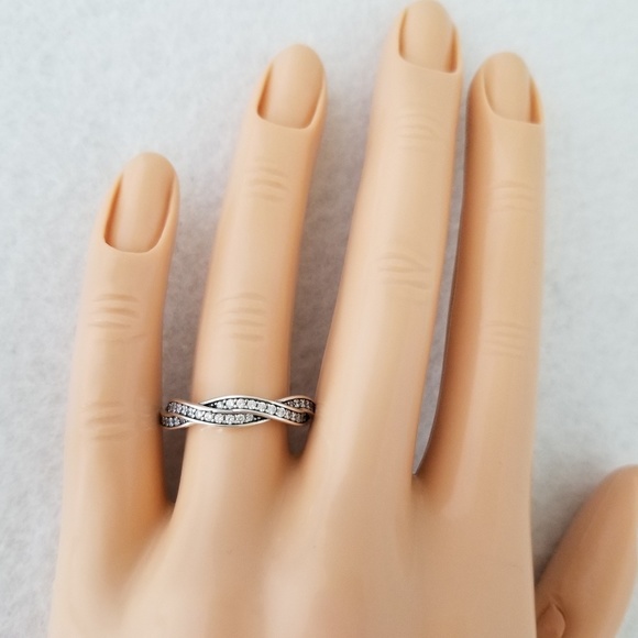 Sterling Silver Eternity Braided Pave Band - Picture 7 of 8